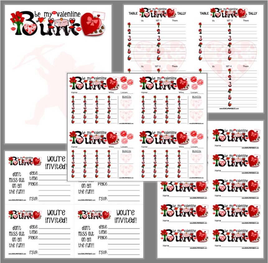 Bunco Printable Score Sheet Valentine s