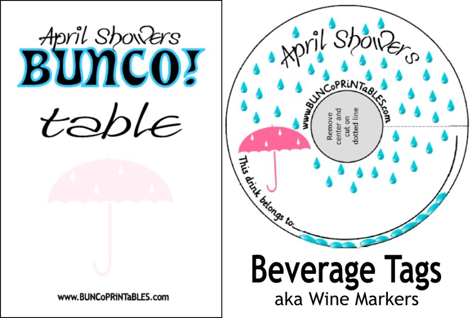 April Showers Bunco Set - Bunco Printables